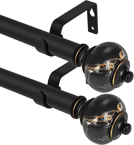 2 pack curtain rod 28-48 inch,3/4 inch Decorative,Bronze Marbled Finial in Saudi Arabia