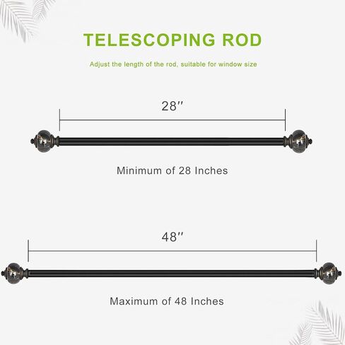 2 pack curtain rod 28-48 inch,3/4 inch Decorative,Bronze Marbled Finial in Saudi Arabia