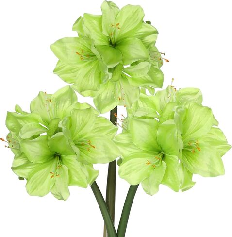 Briful 3PCS Amaryllis Artificial Flowers 17.3 Inch Faux Amaryllis Lily Flowers Stems with 4 Heads Silk Floral Bouquet for Christmas Home Room Table Centerpiece Wedding Party Arrangements(Red) in Kuwait
