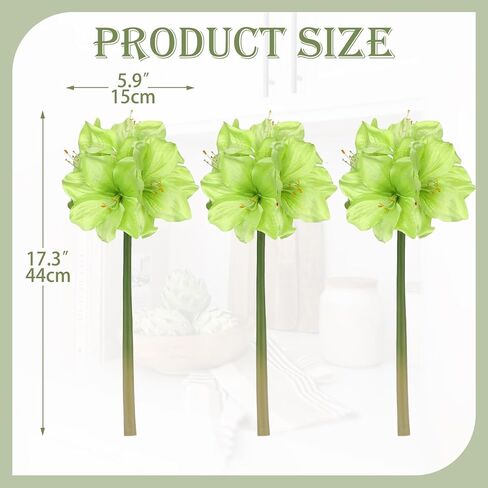 Briful 3PCS Amaryllis Artificial Flowers 17.3 Inch Faux Amaryllis Lily Flowers Stems with 4 Heads Silk Floral Bouquet for Christmas Home Room Table Centerpiece Wedding Party Arrangements(Red) in Kuwait