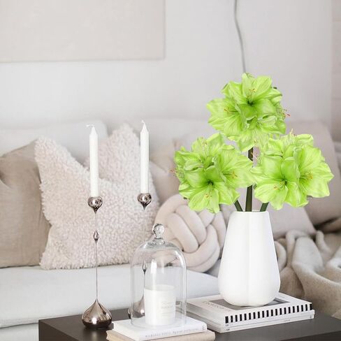 Briful 3PCS Amaryllis Artificial Flowers 17.3 Inch Faux Amaryllis Lily Flowers Stems with 4 Heads Silk Floral Bouquet for Christmas Home Room Table Centerpiece Wedding Party Arrangements(Red) in Kuwait