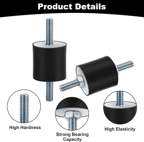 8PCS Rubber Isolator Mounts M10 Rubber Studs Shock Absorber 20x40mm Thread Rubber Mounts Rubber Vibration Isolator Mounts for Air Compressors Garage Motor Diesel Engines in Saudi Arabia