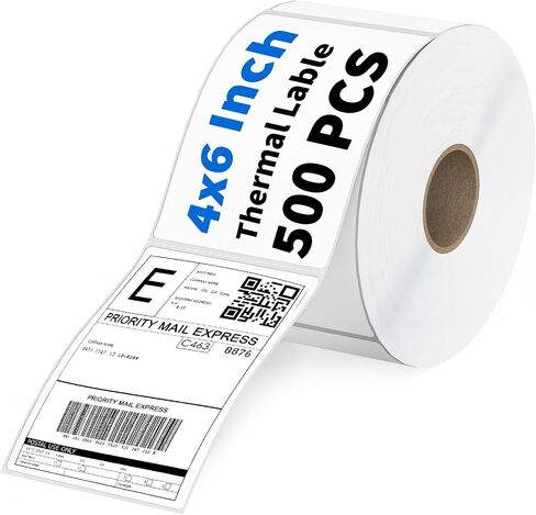 500 Sheets 4x6 Thermal Lables, Folded Shipping Labels, Thermal Printer Labels, Thermal Labels with Strong Adhesive, Compatible with Postage Labels Printer, Perforated (Pure White) in Saudi Arabia