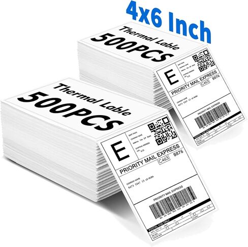 500 Sheets 4x6 Thermal Lables, Folded Shipping Labels, Thermal Printer Labels, Thermal Labels with Strong Adhesive, Compatible with Postage Labels Printer, Perforated (Pure White) in Saudi Arabia