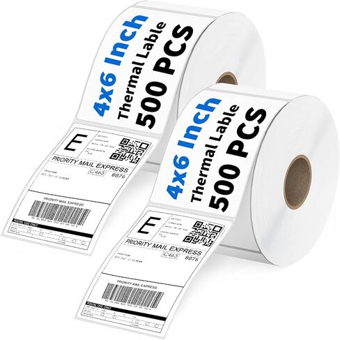 500 Sheets 4x6 Thermal Lables, Folded Shipping Labels, Thermal Printer Labels, Thermal Labels with Strong Adhesive, Compatible with Postage Labels Printer, Perforated (Pure White) in Saudi Arabia