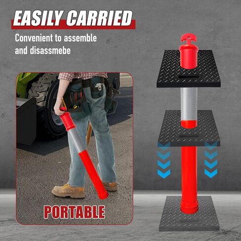 (3 Pack) CJ Safety 44" Tall Delineator Post Barrier Cones with 10 lbs. Square Rubber Base, 10" Reflective Band for Parking Cones, Traffic Cones, Construction Cones (Set of 3 Orange Traffic Delineator) in Kuwait