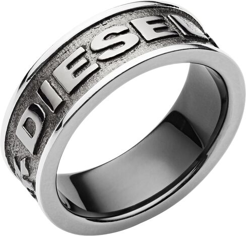 Diesel Men's Red Lacquer and Silver Stainless Steel Logo Signet Ring (Model: DX1444040) in Saudi Arabia