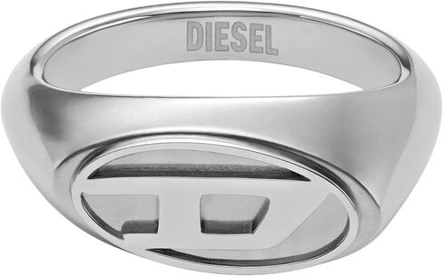 Diesel Men's Red Lacquer and Silver Stainless Steel Logo Signet Ring (Model: DX1444040) in Saudi Arabia