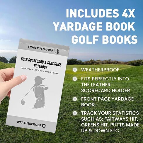 FINGER TEN Golf Scorecard Book Stats سجل الإحصاءات دفتر مقاوم للماء قيمة ورقية 1/2/4/8 حزمة، غطاء حامل بطاقة تسجيل الجولف المناسب in Kuwait