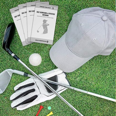 FINGER TEN Golf Scorecard Book Stats سجل الإحصاءات دفتر مقاوم للماء قيمة ورقية 1/2/4/8 حزمة، غطاء حامل بطاقة تسجيل الجولف المناسب in Kuwait