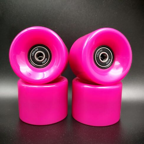 عجلات لوح التزلج 60 ملم 95 ايه مع محامل، مجموعة من 4 قطع (أبيض) in Kuwait