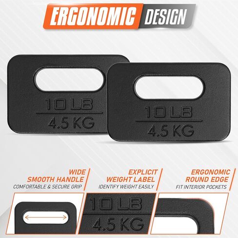 Yes4All Cast Iron Ruck Weight, Weighted Plate for Rucking, Swings, Squat, Strength Training, Fitness Workout, and Home Exercises Set 2pcs - 20LB + 30LB in Saudi Arabia