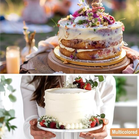 9 Pack Cake Board Drums in 3 Sizes (8, 10, 12 Inch) & in 3 Colors (White, Black, Gold) | 1/2" Thick Cake Rounds Sturdy & Greaseproof | Free Prop Up Tools | Perfect For Heavy/Tiered Cakes in Saudi Arabia