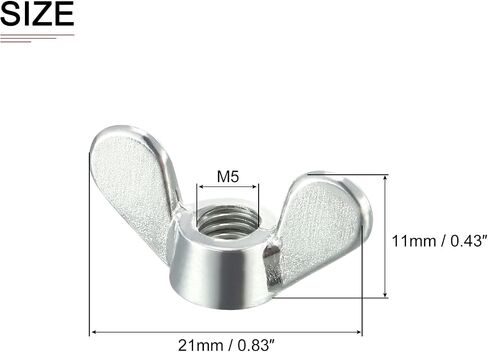 M6x5.5mm(DxL) Butterfly Wing Nuts - 10Pack - Good for Construction Industry - Zinc Alloy Butterfly Wing-Nut - Silver in Saudi Arabia