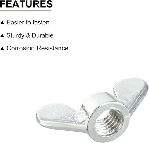 M6x5.5mm(DxL) Butterfly Wing Nuts - 10Pack - Good for Construction Industry - Zinc Alloy Butterfly Wing-Nut - Silver in Saudi Arabia