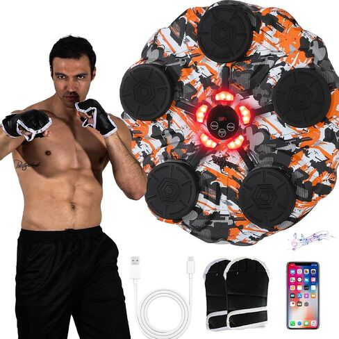 Music Boxing Machine, Wall Mounted Smart Boxing Trainer with Bluetooth Connectivity, Sound Effects, Punching Pads Includes Boxing Gloves Suitable for Adults Kids，Boxing Target for All Environments in Saudi Arabia
