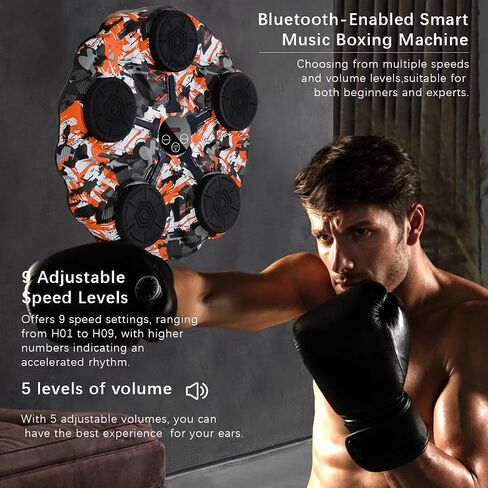 Music Boxing Machine, Wall Mounted Smart Boxing Trainer with Bluetooth Connectivity, Sound Effects, Punching Pads Includes Boxing Gloves Suitable for Adults Kids，Boxing Target for All Environments in Saudi Arabia
