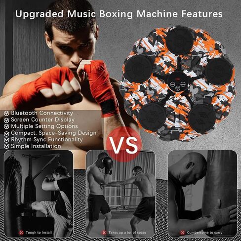 Music Boxing Machine, Wall Mounted Smart Boxing Trainer with Bluetooth Connectivity, Sound Effects, Punching Pads Includes Boxing Gloves Suitable for Adults Kids，Boxing Target for All Environments in Saudi Arabia