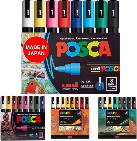 مجموعة علامات الطلاء Posca 8-Color ، PC-5M Medium in Kuwait