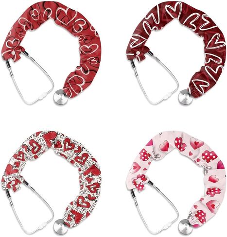 LedBack 4 حزمة غطاء سماعة الطبيب للممرضات بسط سماعة الطبيب أغطية واقية الوردي القلب سماعة الطبيب كم عالمي صالح سماعة الطبيب الملحقات لعيد الحب in Kuwait
