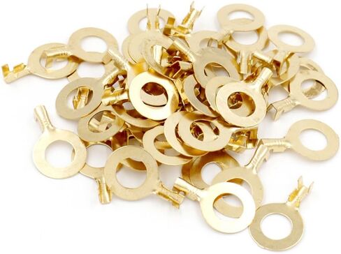 Baomain 100PCS M6 Non-Insulated Open Barrel Wire Crimp Copper Terminal Connerctor O-Type Ring Lugs Crimp Cable Terminal for Crimp Solid Wires or Stranded Wires (M6) in Saudi Arabia