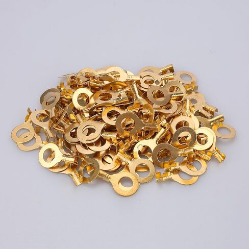 Baomain 100PCS M6 Non-Insulated Open Barrel Wire Crimp Copper Terminal Connerctor O-Type Ring Lugs Crimp Cable Terminal for Crimp Solid Wires or Stranded Wires (M6) in Saudi Arabia