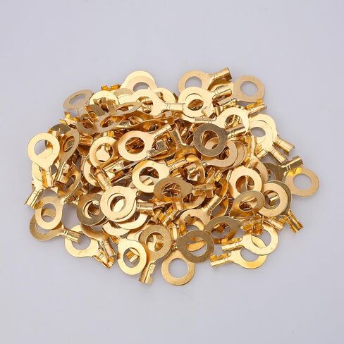 Baomain 100PCS M6 Non-Insulated Open Barrel Wire Crimp Copper Terminal Connerctor O-Type Ring Lugs Crimp Cable Terminal for Crimp Solid Wires or Stranded Wires (M6) in Saudi Arabia