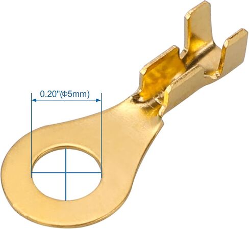 Baomain 100PCS M6 Non-Insulated Open Barrel Wire Crimp Copper Terminal Connerctor O-Type Ring Lugs Crimp Cable Terminal for Crimp Solid Wires or Stranded Wires (M6) in Saudi Arabia
