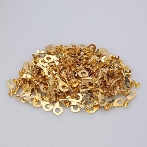 Baomain 100PCS M6 Non-Insulated Open Barrel Wire Crimp Copper Terminal Connerctor O-Type Ring Lugs Crimp Cable Terminal for Crimp Solid Wires or Stranded Wires (M6) in Saudi Arabia