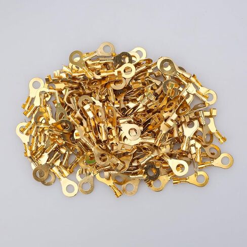 Baomain 100PCS M6 Non-Insulated Open Barrel Wire Crimp Copper Terminal Connerctor O-Type Ring Lugs Crimp Cable Terminal for Crimp Solid Wires or Stranded Wires (M6) in Saudi Arabia