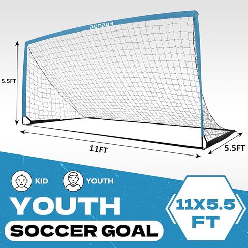 RUNBOW 11x5.5',9x5',6x4' FT Metal Frame Soccer Goal for Backyard Kids Adult Junior Teenager Large Soccer Net with Carry Bag in Saudi Arabia