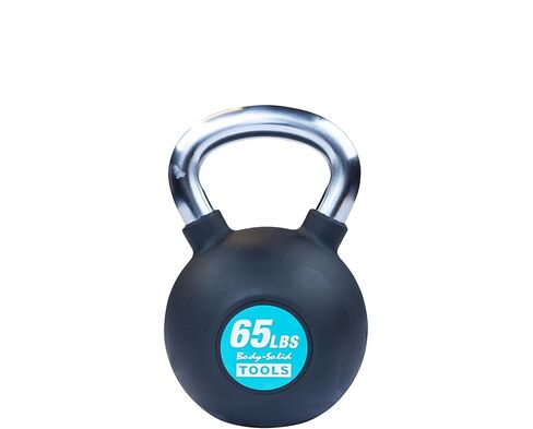 Body-Solid Tools (KBZ) Cast Iron Kettlebells from 5, 10, 15, 20 lb to 80 lbs with Rubber Coated Colored Weight and Non-Slip Handle, Kettlebell for Strength Training Home and Commercial Gym Equipment in Kuwait