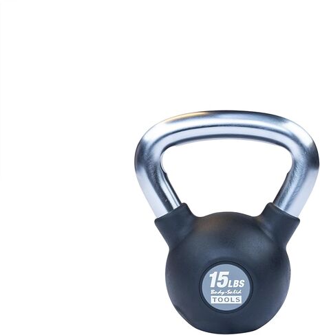 أدوات الجسم الصلبة (KBZ) أجراس Kettlebell من الحديد الزهر من 5 و10 و15 و20 رطلاً إلى 80 رطلاً مع وزن ملون مطلي بالمطاط ومقبض غير قابل للانزلاق، جرس Kettlebell لمعدات تدريب القوة المنزلية والتجارية in Kuwait