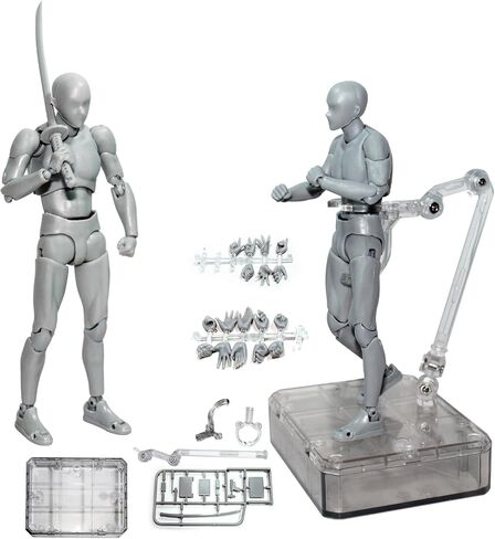 AXITWXIT Manikin Figure Drawing Supplies Drawing Tools, Mannequin for Artists Drawing Figures Model for Sketching, Painting, Artists Male+Female Set(Grey) in Kuwait