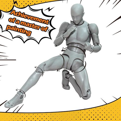 AXITWXIT Manikin Figure Drawing Supplies Drawing Tools, Mannequin for Artists Drawing Figures Model for Sketching, Painting, Artists Male+Female Set(Grey) in Kuwait