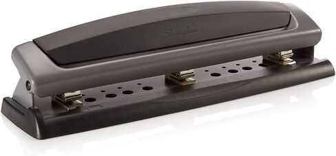 Swingline 3 Hole Punch, 10 Sheet Capacity Three Hole Puncher 3 Ring, Adjustable 2-3 Hole Paper Punch, Precision Pro, Black & Silver (74037) in Kuwait