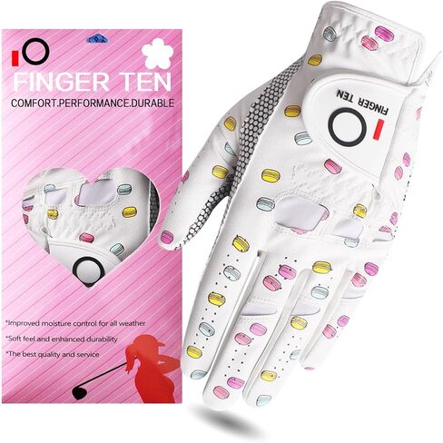 قفازات الجولف للسيدات من FINGER TEN لليد اليمنى اليسرى، عبوة واحدة، قفاز جولف للنساء للاعبي الجولف Lh Rh، قبضة لجميع الأحوال الجوية، مقاس يناسب XS صغير متوسط ​​كبير XL in Kuwait