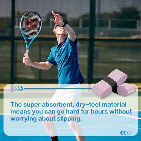 Dry Tennis Overgrip Tape, Tennis Racket Grip Tape, Ultra Absorbent Anti Slip Precut Tennis Grip Tape, Tennis Overgrips Finishing Tape Pro Tested & Designed Tennis Grips Overgrip in Saudi Arabia