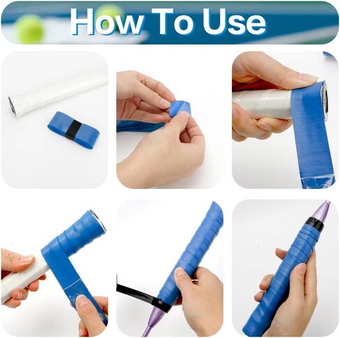 Dry Tennis Overgrip Tape, Tennis Racket Grip Tape, Ultra Absorbent Anti Slip Precut Tennis Grip Tape, Tennis Overgrips Finishing Tape Pro Tested & Designed Tennis Grips Overgrip in Saudi Arabia