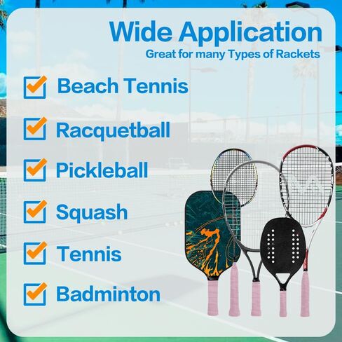 Dry Tennis Overgrip Tape, Tennis Racket Grip Tape, Ultra Absorbent Anti Slip Precut Tennis Grip Tape, Tennis Overgrips Finishing Tape Pro Tested & Designed Tennis Grips Overgrip in Saudi Arabia