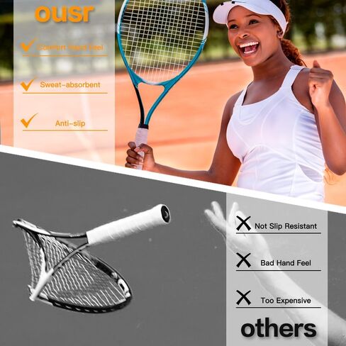 Dry Tennis Overgrip Tape, Tennis Racket Grip Tape, Ultra Absorbent Anti Slip Precut Tennis Grip Tape, Tennis Overgrips Finishing Tape Pro Tested & Designed Tennis Grips Overgrip in Saudi Arabia