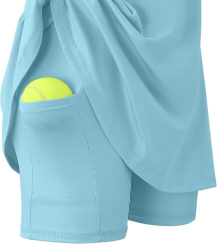 Girls Tennis Dress Golf Outfit Sleeveless Athletic Dresses Polo V Neck Sport Skirt with Pockets 4-13Y in Kuwait