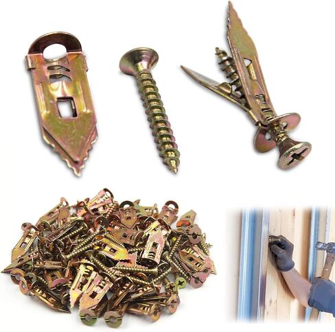 Upgraded Zinc Plated Steel Self-Drilling Anchors Kit, 50 Pcs Metal Self-Drilling Anchors and 50 Pcs Zinc Screws, Easy Application No Drill or Holes in Wall (100 Pcs) in Saudi Arabia