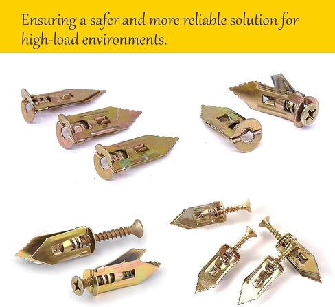 Upgraded Zinc Plated Steel Self-Drilling Anchors Kit, 50 Pcs Metal Self-Drilling Anchors and 50 Pcs Zinc Screws, Easy Application No Drill or Holes in Wall (100 Pcs) in Saudi Arabia