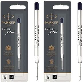 PARKER QUINKflow Ballpoint Pen Ink Refills, Medium Tip, Black, 3 Count