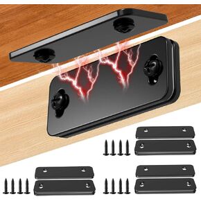 Loomdeo Ultra-Thin Magnetic Cabinet Door Catch - Strong Adhesion & No-Gap Closure,Let Ultra-Thin Magnets Keep Your Cabinet Doors Closed (Black 4pcs)