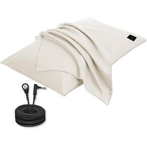 Grounding Pillowcase with Organic Cotton Silver Fiber, Conductive Grounding Pillow Case for Better Sleep, Gray, 20x30 inch