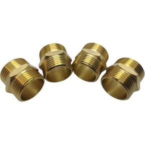 4-piece set brass double nipples, 3/4 inch male thread, robust and durable connection parts for pipelines, ideal for plumbing and DIY projects (3/4")