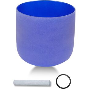 432HZ 6 Inch B Note Frosted Crystal Singing Bowl Set CROWN CHAKRA White Quartz Crystal Sound Bowls for Meditation Healing Yoga with Suede Striker,O-rings