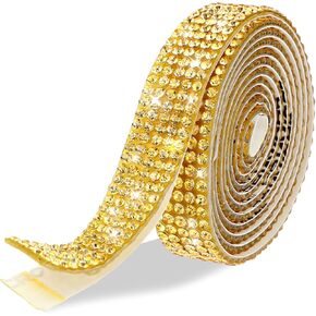 Rhinestones Trim Self Adhesive Rhinestone Ribbon Silver Rhinestone Strips Diamond Crystal Sticker Glitter Rhinestone Tape Roll Bling Diamond Belt Wrap for Craft Wedding Birthday Party DIY 3 Yards